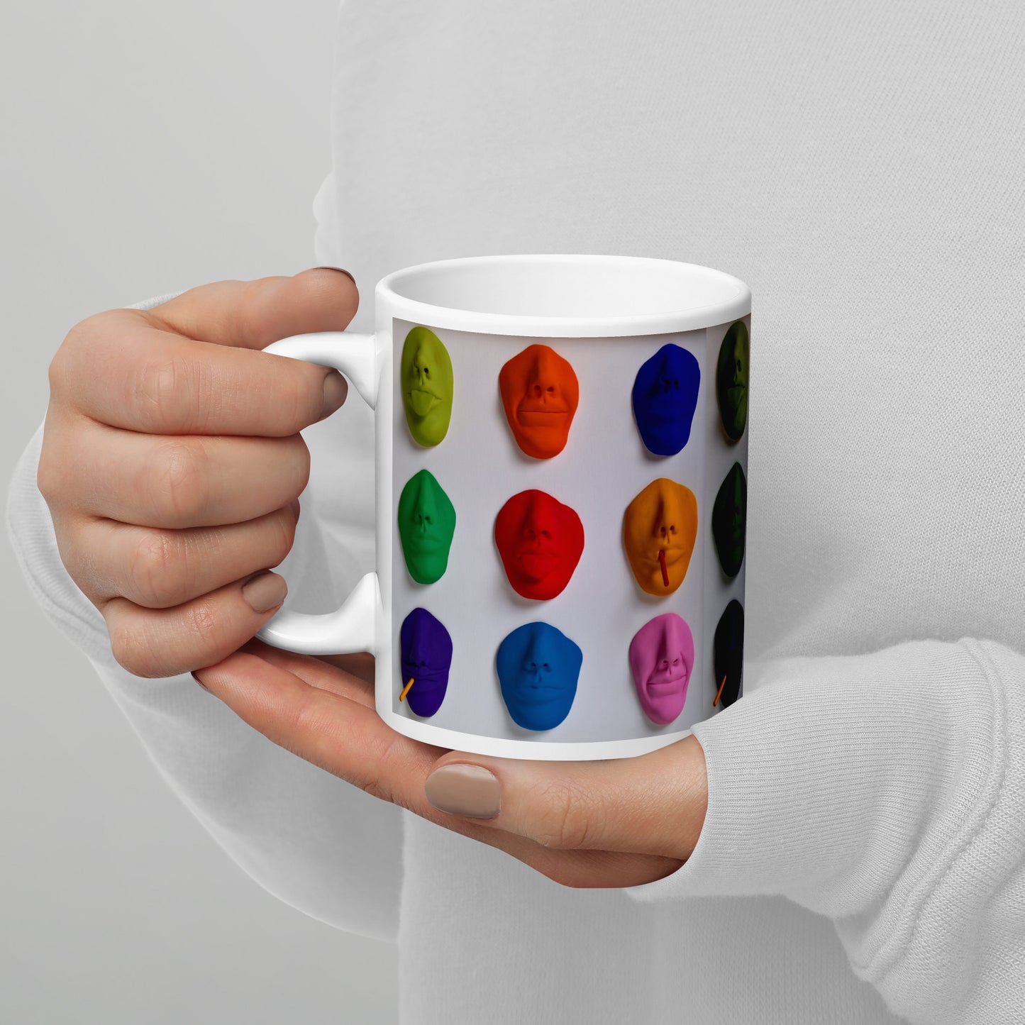 LET'S FACE IT! colori, tazza bianca lucida